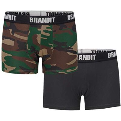 Brandit Boxershort logo, verpakking van 2 stuks, verschillende camouflagekleuren Brandit Boxershort logo, verpakking van 2 stuks, verschillende camouflagekleuren