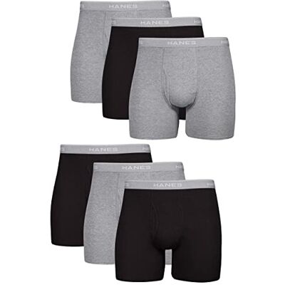 Hanes Men's Tagless Boxer with ComfortFlex Waistband Brief, Black/Gray-6, Medium Hanes Men's Tagless Boxer with ComfortFlex Waistband Brief, Black/Gray-6, Medium