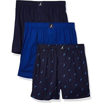 Nautica Katoenen geweven boxershorts voor heren, verpakking van 3 stuks, Meerkleurig, L Nautica Katoenen geweven boxershorts voor heren, verpakking van 3 stuks, Meerkleurig, L