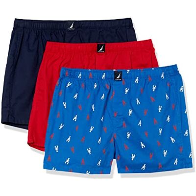 Nautica Heren Katoen Geweven 3 Pack Boxer Boxer Shorts, Peacoat/Helder Rood/2 Kleur Kreeft, XL Nautica Heren Katoen Geweven 3 Pack Boxer Boxer Shorts, Peacoat/Helder Rood/2 Kleur Kreeft, XL