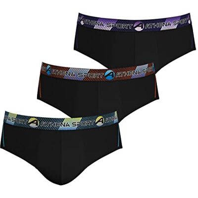 Athena Set van 3 sporttrainingsslips voor heren zeer rekbare microvezel, ademend, sneldrogend OEKO-TEX Standard 100 label, Zwart, M Athena Set van 3 sporttrainingsslips voor heren zeer rekbare microvezel, ademend, sneldrogend OEKO-TEX Standard 100 label, Zwart, M