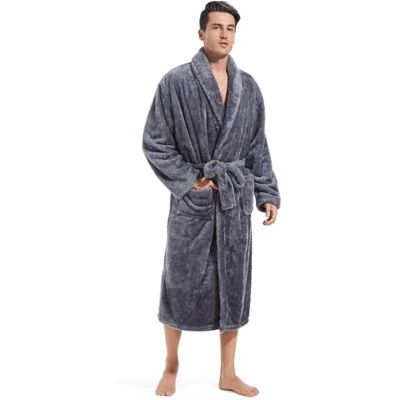 Inner Wish Pluche fleece badjas voor heren, gezellige warme badjas Fuzzy mannelijke spa lange badjas met zakken 4, Donker Grijs, L-XL Inner Wish Pluche fleece badjas voor heren, gezellige warme badjas Fuzzy mannelijke spa lange badjas met zakken 4, Donker Grijs, L-XL