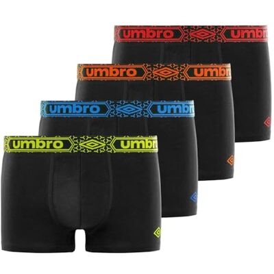 Umbro Boxershorts Heren Katoen, Set van 4, Zwart AS7 (XL) Umbro Boxershorts Heren Katoen, Set van 4, Zwart AS7 (XL)
