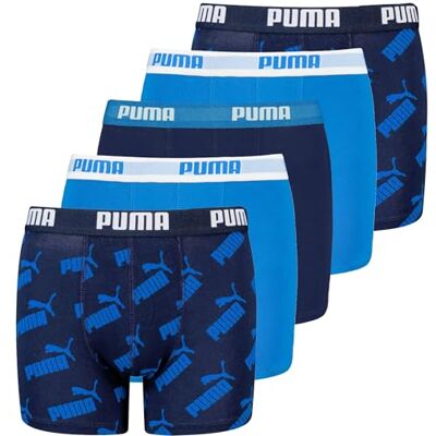 PUMA Children Unisex boxershort (verpakking van 5 stuks), blauw, 134-140 PUMA Children Unisex boxershort (verpakking van 5 stuks), blauw, 134-140