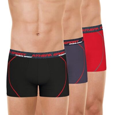 Athena Set van 3 boxershorts voor heren, sporttrainingsschuif, zeer rekbaar, ademend, sneldrogend, Oeko-Tex-standaard 100 Athena Set van 3 boxershorts voor heren, sporttrainingsschuif, zeer rekbaar, ademend, sneldrogend, Oeko-Tex-standaard 100
