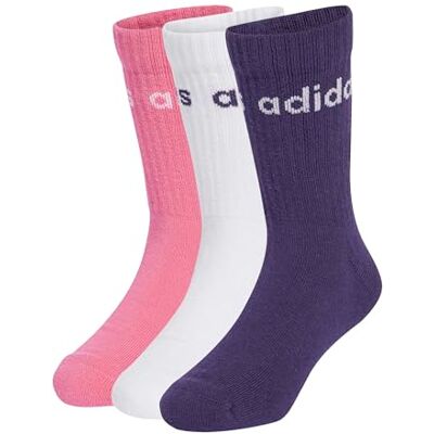 adidas Uniseks-Kind LINEAR KIDS CREW 3 PAIRS PER PACK SOCKS, white/pink fusion/aurora plum, 4-5 Years adidas Uniseks-Kind LINEAR KIDS CREW 3 PAIRS PER PACK SOCKS, white/pink fusion/aurora plum, 4-5 Years
