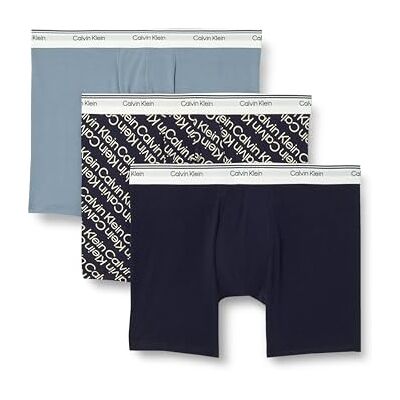 Calvin Boxershort voor heren (verpakking van 3), Blauw (vervaagd denim/vet tracklogo/Shorel), L Calvin Boxershort voor heren (verpakking van 3), Blauw (vervaagd denim/vet tracklogo/Shorel), L