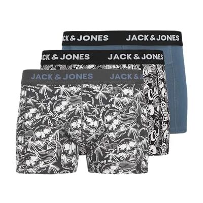 JACK & JONES Heren Jacdamon Skull Trunks 3 Pack Jnr (3-pack), zwart, numeric_128 JACK & JONES Heren Jacdamon Skull Trunks 3 Pack Jnr (3-pack), zwart, numeric_128