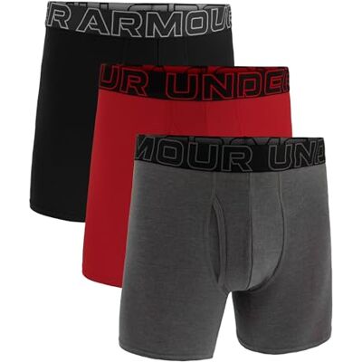 UNDER ARMOUR Men's Performance Cotton 6" 3 Pack Solid Boxer Briefs UNDER ARMOUR Men's Performance Cotton 6" 3 Pack Solid Boxer Briefs