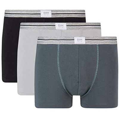 DIM Boxershorts voor heren, ultra-resistent, katoen, stretch, duurzaam, 3 stuks, staalgrijs/graniet grijs/zwart, XL DIM Boxershorts voor heren, ultra-resistent, katoen, stretch, duurzaam, 3 stuks, staalgrijs/graniet grijs/zwart, XL