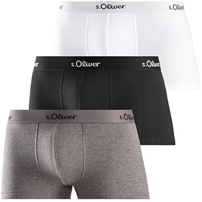 s.Oliver Heren 3X Boxer Basic Boxershorts, grijs + zwart + wit, S s.Oliver Heren 3X Boxer Basic Boxershorts, grijs + zwart + wit, S