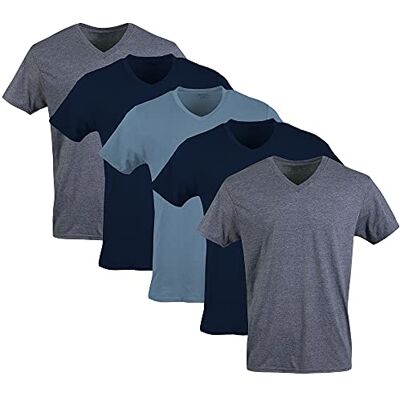 Gildan Herenonderhemd (verpakking van 6 stuks), Marineblauw/Heather Navy/Indigo Blue (5-pack), XL Gildan Herenonderhemd (verpakking van 6 stuks), Marineblauw/Heather Navy/Indigo Blue (5-pack), XL