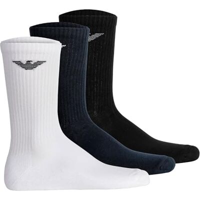 Giorgio Armani Man's Casual Katoenen 3-Pack Korte Sokken, Veelkleurig, One Size, Wit/Zwart/Marine, One size Giorgio Armani Man's Casual Katoenen 3-Pack Korte Sokken, Veelkleurig, One Size, Wit/Zwart/Marine, One size