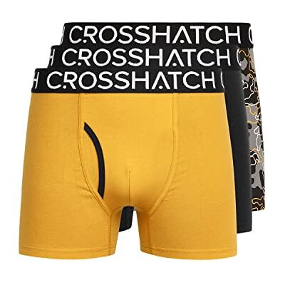 Crosshatch Hexter Boxershorts voor heren, set van 2 stuks, stretch katoenen boxershorts met opening aan de voorkant en jacquard merkband, maten S-XXL, blauw, geel, rood multipack Crosshatch Hexter Boxershorts voor heren, set van 2 stuks, stretch katoenen boxershorts met opening aan de voorkant en jacquard merkband, maten S-XXL, blauw, geel, rood multipack