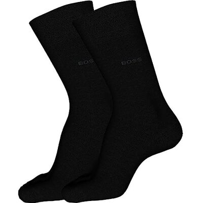 Boss HUGO Men's 2-Pack solid mercerized cotton dress sock Sockshosiery, black, 7-13 Boss HUGO Men's 2-Pack solid mercerized cotton dress sock Sockshosiery, black, 7-13