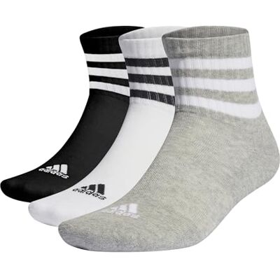 adidas Uniseks-Kind 3-Stripes Cushioned Sportswear Mid-Cut Socks 3 Pairs, Medium Grey Heather/White/Black, 6-7 Years adidas Uniseks-Kind 3-Stripes Cushioned Sportswear Mid-Cut Socks 3 Pairs, Medium Grey Heather/White/Black, 6-7 Years