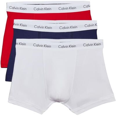 Calvin 3P Trunk heren Onderbroek,meerkleurig (wit/rood/pyro blue),M Calvin 3P Trunk heren Onderbroek,meerkleurig (wit/rood/pyro blue),M