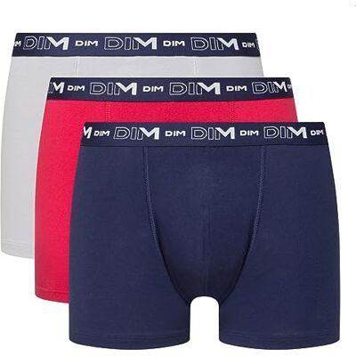 DIM Boxershorts voor heren, katoen, stretch, ademend, optimale grip, 3 stuks, Denim Blauw/Topaas Rood/Staal, M DIM Boxershorts voor heren, katoen, stretch, ademend, optimale grip, 3 stuks, Denim Blauw/Topaas Rood/Staal, M