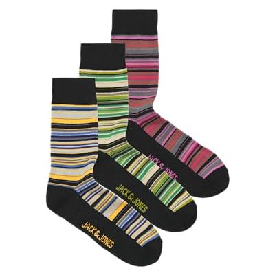 JACK & JONES Jackevin Stripes Socks 3 Pack, zwart, One size JACK & JONES Jackevin Stripes Socks 3 Pack, zwart, One size