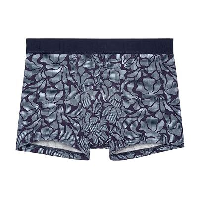 HOM Boxer Ho1 Long Island boxershorts voor heren, 1 stuk, Print ruitjes en grote bloemen, marineblauw en blauw, XL HOM Boxer Ho1 Long Island boxershorts voor heren, 1 stuk, Print ruitjes en grote bloemen, marineblauw en blauw, XL