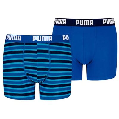 PUMA Jongens Everyday Gestreepte Boxer (set van 2), Blue Combo, 146-152 PUMA Jongens Everyday Gestreepte Boxer (set van 2), Blue Combo, 146-152