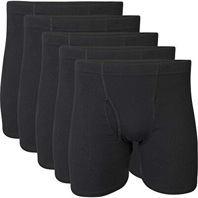 Gildan Men's Covered Waistband Boxer Brief Multipack, Black 5 Pack, Small Gildan Men's Covered Waistband Boxer Brief Multipack, Black 5 Pack, Small