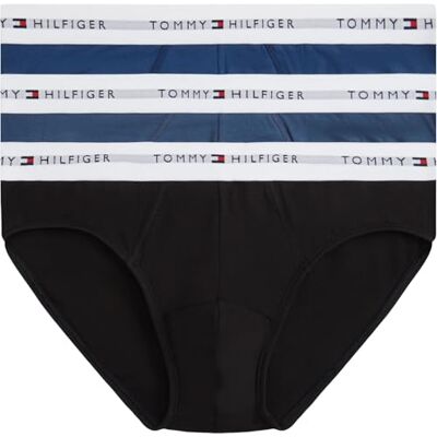 Tommy Hilfiger Heren 3P Slip UM0UM03875 Brief, ZWART (Blk/Blu Jn/Ag Sea), XL Tommy Hilfiger Heren 3P Slip UM0UM03875 Brief, ZWART (Blk/Blu Jn/Ag Sea), XL