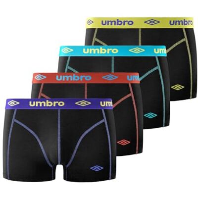 Umbro Boxershorts Heren Katoen, Set van 4, Zwart ASS (M) Umbro Boxershorts Heren Katoen, Set van 4, Zwart ASS (M)