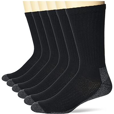 Hanes Heren Big And Tall Work Crew Socks X-Temp Lichtgewicht Liner Sokken, 6 Paar Pack, zwart, 'Shoe Size: 12-14 Hanes Heren Big And Tall Work Crew Socks X-Temp Lichtgewicht Liner Sokken, 6 Paar Pack, zwart, 'Shoe Size: 12-14