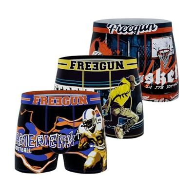 FREEGUN Boxershorts Heren Sport, Set van 3, Oranje A72 (L) FREEGUN Boxershorts Heren Sport, Set van 3, Oranje A72 (L)