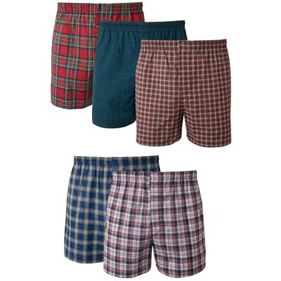 Hanes Heren 5-pack tartan boxershorts met zichtbare tailleband, Meerkleurig, S Hanes Heren 5-pack tartan boxershorts met zichtbare tailleband, Meerkleurig, S