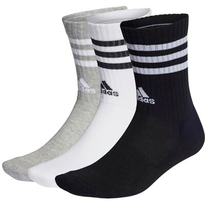 adidas Uniseks-Kind 3-Stripes Cushioned Crew Socks 3 Pairs, Medium Grey Heather/White/Black/White, 7-8 Years adidas Uniseks-Kind 3-Stripes Cushioned Crew Socks 3 Pairs, Medium Grey Heather/White/Black/White, 7-8 Years