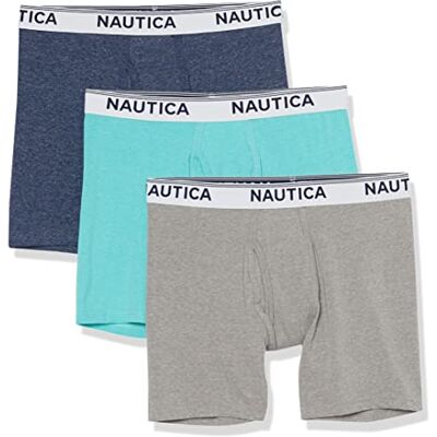Nautica Stretch Performance boxershorts voor heren, verpakking van 3 stuks, Peacoat Heather/Light Grey Heather/Atlantis Heather, M Nautica Stretch Performance boxershorts voor heren, verpakking van 3 stuks, Peacoat Heather/Light Grey Heather/Atlantis Heather, M