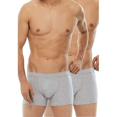 Lovable LVB Stretch katoenen boxershorts (verpakking van 2 stuks) voor heren, grijs (grijs melange 026), L Lovable LVB Stretch katoenen boxershorts (verpakking van 2 stuks) voor heren, grijs (grijs melange 026), L