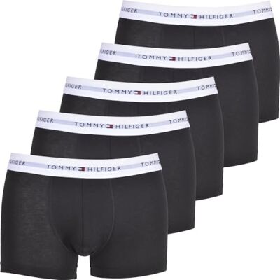 Tommy Hilfiger Signature Cotton 5-Pack Trunks, Zwart/Wit, Veelkleurig (Zwart/Zwart/Zwart/Zwart/Zwart), S Tommy Hilfiger Signature Cotton 5-Pack Trunks, Zwart/Wit, Veelkleurig (Zwart/Zwart/Zwart/Zwart/Zwart), S