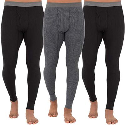 Fruit of the Loom Thermisch ondergoed voor heren, gerecycled, premium wafelondergoed, lange onderbroeken (1, 2, 3 en 4 stuks), Zwart/Zwart/Greystone Heather, XL Fruit of the Loom Thermisch ondergoed voor heren, gerecycled, premium wafelondergoed, lange onderbroeken (1, 2, 3 en 4 stuks), Zwart/Zwart/Greystone Heather, XL