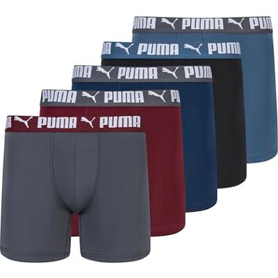 PUMA Performance boxershorts voor heren, 5 stuks, robijn/blauw/zwart/grijs, S PUMA Performance boxershorts voor heren, 5 stuks, robijn/blauw/zwart/grijs, S