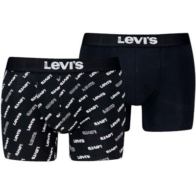 Levi's Heren Logo All-Over Print Organic Cotton Boxer Shorts, zwart/wit, S Levi's Heren Logo All-Over Print Organic Cotton Boxer Shorts, zwart/wit, S
