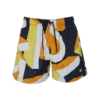 Giorgio Armani Man Macro Lettering Mid Boxer Blauw S, Big Ea Blu/Oud Goud, S Giorgio Armani Man Macro Lettering Mid Boxer Blauw S, Big Ea Blu/Oud Goud, S