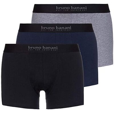 bruno banani Boxershorts voor heren, verpakking van 3 stuks, meerkleurig (zwart/navy//grijsmelange 2753), S bruno banani Boxershorts voor heren, verpakking van 3 stuks, meerkleurig (zwart/navy//grijsmelange 2753), S