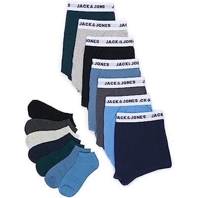 JACK & JONES Jacsolid Jay Travelkit boxershorts en sokken voor heren, Light Grey Melange/Pack: silver Lake Blue Bluestone Dark Grey Melange Black Black, L JACK & JONES Jacsolid Jay Travelkit boxershorts en sokken voor heren, Light Grey Melange/Pack: silver Lake Blue Bluestone Dark Grey Melange Black Black, L