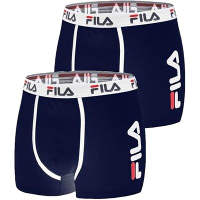 FILA Boxershorts Heren Katoen, Set van 2, Blauw X2NV (L) FILA Boxershorts Heren Katoen, Set van 2, Blauw X2NV (L)