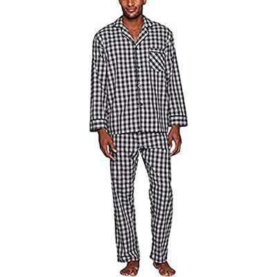 Hanes Heren lange mouwen effen geweven pyjama set pyjama set van 2, grijs, 4XL Hanes Heren lange mouwen effen geweven pyjama set pyjama set van 2, grijs, 4XL