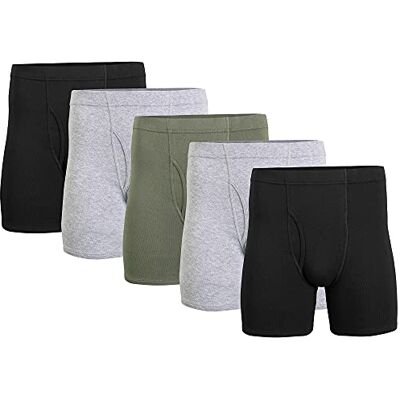 Gildan Boxershorts met overdekte tailleband voor heren, multipack (verpakking van 10), Zwart/Sport Grijs Heather/Militair Groen (5-pack), S Gildan Boxershorts met overdekte tailleband voor heren, multipack (verpakking van 10), Zwart/Sport Grijs Heather/Militair Groen (5-pack), S