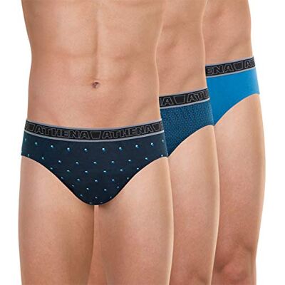 Athena Tonic onderbroek voor heren (verpakking van 3), (Pois/Mozaique/Bleu 1920), M Athena Tonic onderbroek voor heren (verpakking van 3), (Pois/Mozaique/Bleu 1920), M
