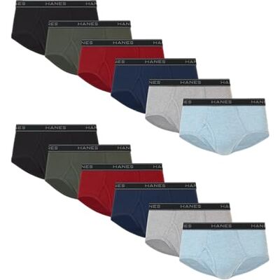 Hanes Ondergoed voor heren, korte verpakking, slips van geverfd katoen, vochtafvoerend ondergoed voor heren, middenslag, verpakking van 12 stuks, Zwart, Blauw, Groen, Grijs, Rood, S Hanes Ondergoed voor heren, korte verpakking, slips van geverfd katoen, vochtafvoerend ondergoed voor heren, middenslag, verpakking van 12 stuks, Zwart, Blauw, Groen, Grijs, Rood, S