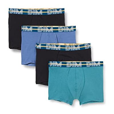 DIM Boxershorts voor heren, powerful katoen, stretch, 4 stuks, kleurrijke grafische riem, optimaal draagcomfort, zacht katoen, Hyacint Blauw/Helder Groen/Zwart/Zwart, XL DIM Boxershorts voor heren, powerful katoen, stretch, 4 stuks, kleurrijke grafische riem, optimaal draagcomfort, zacht katoen, Hyacint Blauw/Helder Groen/Zwart/Zwart, XL