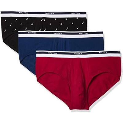 Nautica Klassieke herenslips van katoen met stretch, multipack, rood/Estate Blue/Sail Zwart, L Nautica Klassieke herenslips van katoen met stretch, multipack, rood/Estate Blue/Sail Zwart, L