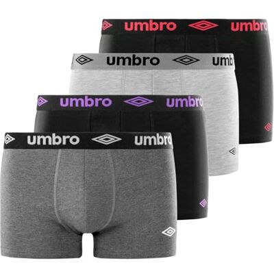 Umbro Boxershorts Heren Katoen, Set van 4, Zwart X4B (M) Umbro Boxershorts Heren Katoen, Set van 4, Zwart X4B (M)