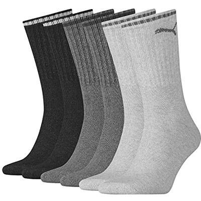 PUMA Uniseks crew sokken (set van 3), antraciet/grijs, 39-42 EU PUMA Uniseks crew sokken (set van 3), antraciet/grijs, 39-42 EU